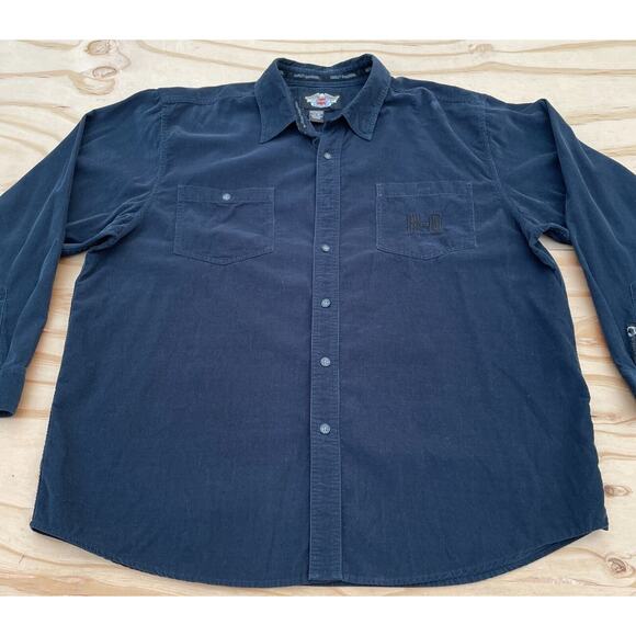 Harley Davidson Long Sleeve Shirt Men's SZ XXL Embroidered Skull Back‎ Logo - Picture 2 of 11